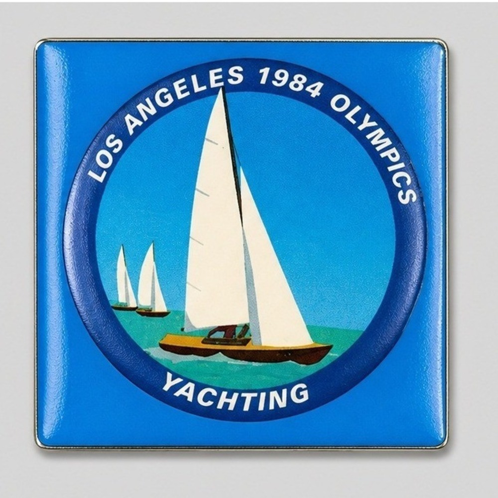 Vintage 1984 Los Angeles Olympics Yachting Pin Button LA84 Sailing Collectible